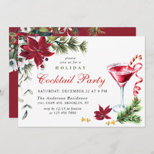 Red Poinsettia Holiday Weihnachtscocktail Party Einladung