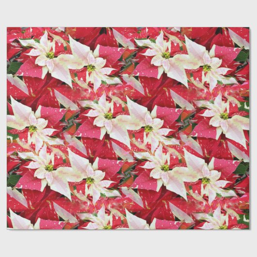 Red Poinsettia Holiday Wrapping Paper Geschenkpapier (Flach)