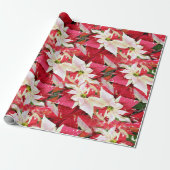 Red Poinsettia Holiday Wrapping Paper Geschenkpapier (Ungerollt)
