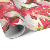Red Poinsettia Holiday Wrapping Paper Geschenkpapier (Rolleneckpunkt)