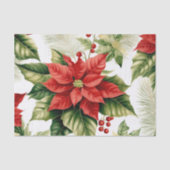 Red Poinsettia Holly Berry Weihnachten Seidenpapier (Vorderseite)