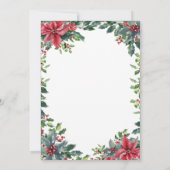 Red Poinsettia & Holly Berry Wreath Christmas Eve Einladung (Rückseite)