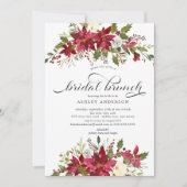 Red Poinsettia Holly Brautparty Brunch Einladung (Vorderseite)