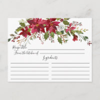 Red Poinsettia Holly Brautparty Rezept Card