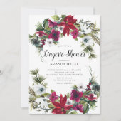 Red Poinsettia Holly Bridal Lingerie Dusche Einladung (Vorderseite)