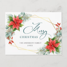 Red Poinsettia Holly Weihnachtsfeiertag Gruß