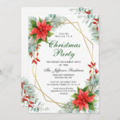 Red Poinsettia Holly Weihnachtsweihnachtsfest Part Einladung (Vorne/Hinten)
