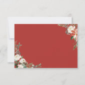 Red Poinsettia Ivory Floral Geometric Gold Wedding RSVP Karte (Rückseite)