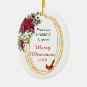 Red Poinsettia Kardinal Goldrahmen Weihnachten Keramik Ornament (Vorne)