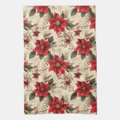 Red Poinsettia Kitchen Towel Classic Holiday Look Geschirrtuch (Vertikal)