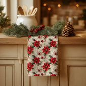 Red Poinsettia Kitchen Towel Classic Holiday Look Geschirrtuch