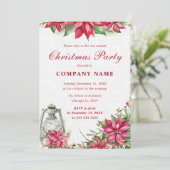 Red Poinsettia & Lantern Weihnachten Einladung (Stehend Vorderseite)