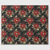 Red Poinsettia Luxus Weihnachtsgeschenk Geschenkpapier (Flach)
