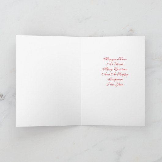 Red Poinsettia Merry Christmas Karte (Innenseite)