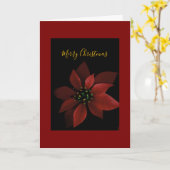Red Poinsettia Merry Christmas  Karte (Gelbe Blume)