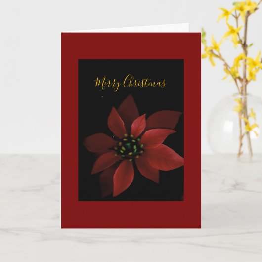 Red Poinsettia Merry Christmas Karte (Gelbe Blume)
