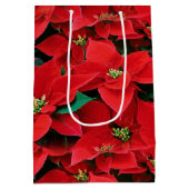 Red Poinsettia Merry Christmas Mittlere Geschenktüte (Rückseite)