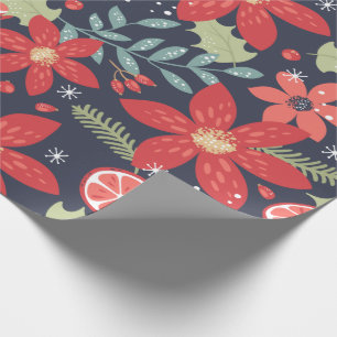 Red Poinsettia MERRY CHRISTMAS WRAPPING PAPIER Geschenkpapier