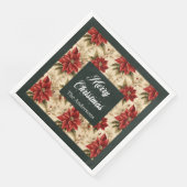 Red Poinsettia Paper Napkins Rustic Holiday Look Serviette (Ecke)