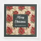 Red Poinsettia Paper Napkins Rustic Holiday Look Serviette (Vorderseite)