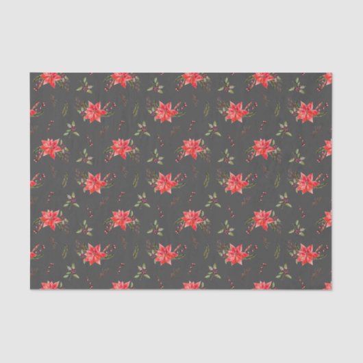 Red Poinsettia Pattern Weihnachten Seidenpapier (Vorderseite)