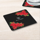 Red Poinsettia Personalisiert Rechteckiger Pappuntersetzer (angewinkelt)