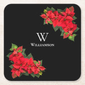 Red Poinsettia Personalisiert Rechteckiger Pappuntersetzer (Vorderseite)