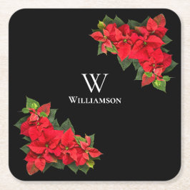 Red Poinsettia Personalisiert Rechteckiger Pappuntersetzer