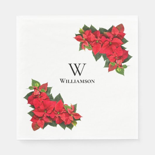 Red Poinsettia Personalisiert Serviette (Vorderseite)