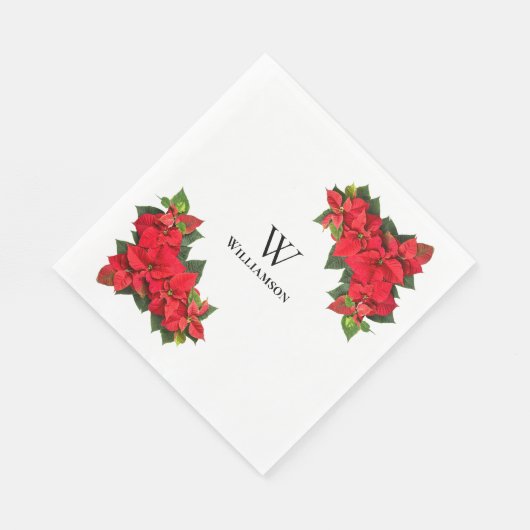 Red Poinsettia Personalisiert Serviette (Ecke)