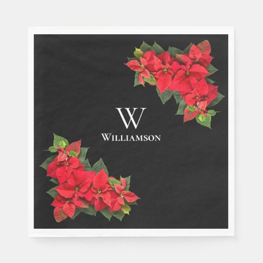 Red Poinsettia Personalisiert Serviette (Vorderseite)