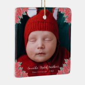 Red Poinsettia Personalisiertes Foto Keramikornament (Rechts)