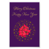 Red Poinsettia Pflanze auf Glitzer Sternenhimmel l Fotodruck (Vorne)