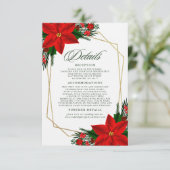Red Poinsettia Pine Greenerity Hochzeitsstimmung Begleitkarte (Stehend Vorderseite)