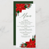 Red Poinsettia Pine Greenerity Tree Blätter Weihna Menükarte (Vorne/Hinten)