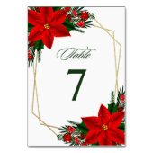 Red Poinsettia Pine Greenerity Weihnachten Hochzei Tischnummer (Rückseite)