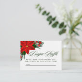 Red Poinsettia Pine Greenery Baby Diaper Raffle Begleitkarte (Stehend Vorderseite)