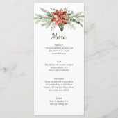 Red Poinsettia Pine und Evergreen Wedding Menu Menükarte (Vorderseite)