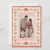 Red Poinsettia Pink Floral 2 Foto Weihnachten (Vorderseite)