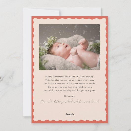 Red Poinsettia Pink Floral 2 Foto Weihnachten (Rückseite)