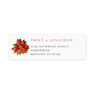 Red Poinsettia Rückname Anschrift Xmas Hochzeit
