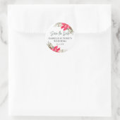 Red Poinsettia Save the Date Custom Umschlag Aufkl Runder Aufkleber (Tasche)