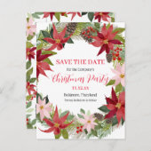 Red Poinsettia | Save the Date Weihnachts-Party Ankündigungspostkarte (Vorne/Hinten)