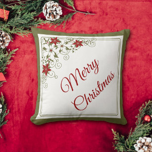 Red Poinsettia Swirl Muster Weihnachten Kissen