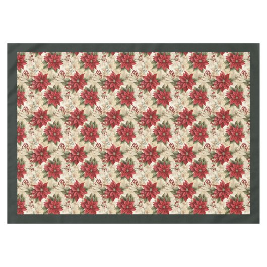Red Poinsettia Tablecloth Classic Holiday Decor Tischdecke (Vorderseite (Horizontal))