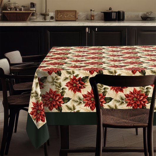 Red Poinsettia Tablecloth Watercolor Christmas Tischdecke