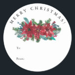Red Poinsettia TO and From Classic Christmas Gift Runder Aufkleber<br><div class="desc">Red Poinsettia TO and From Classic Weihnachtsgeschenk Klassischer Rundaufkleber Schöne rote Poinsettia Geschenketiketten zum Dekorieren von Urlaubserlebnissen.</div>