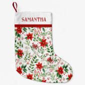 Red Poinsettia Tropical Christmas Pattern Kleiner Weihnachtsstrumpf (Vorderseite)