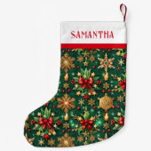 Red Poinsettia Tropical Christmas Pattern Kleiner Weihnachtsstrumpf (Rückseite)