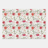 Red Poinsettia und Paperwhite Weihnachtsmuster Geschenkpapier Set (Vorderseite)